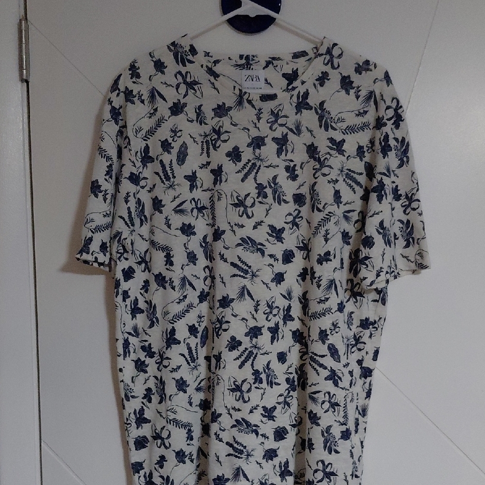 Zara Navy Floral Patterned Blouse